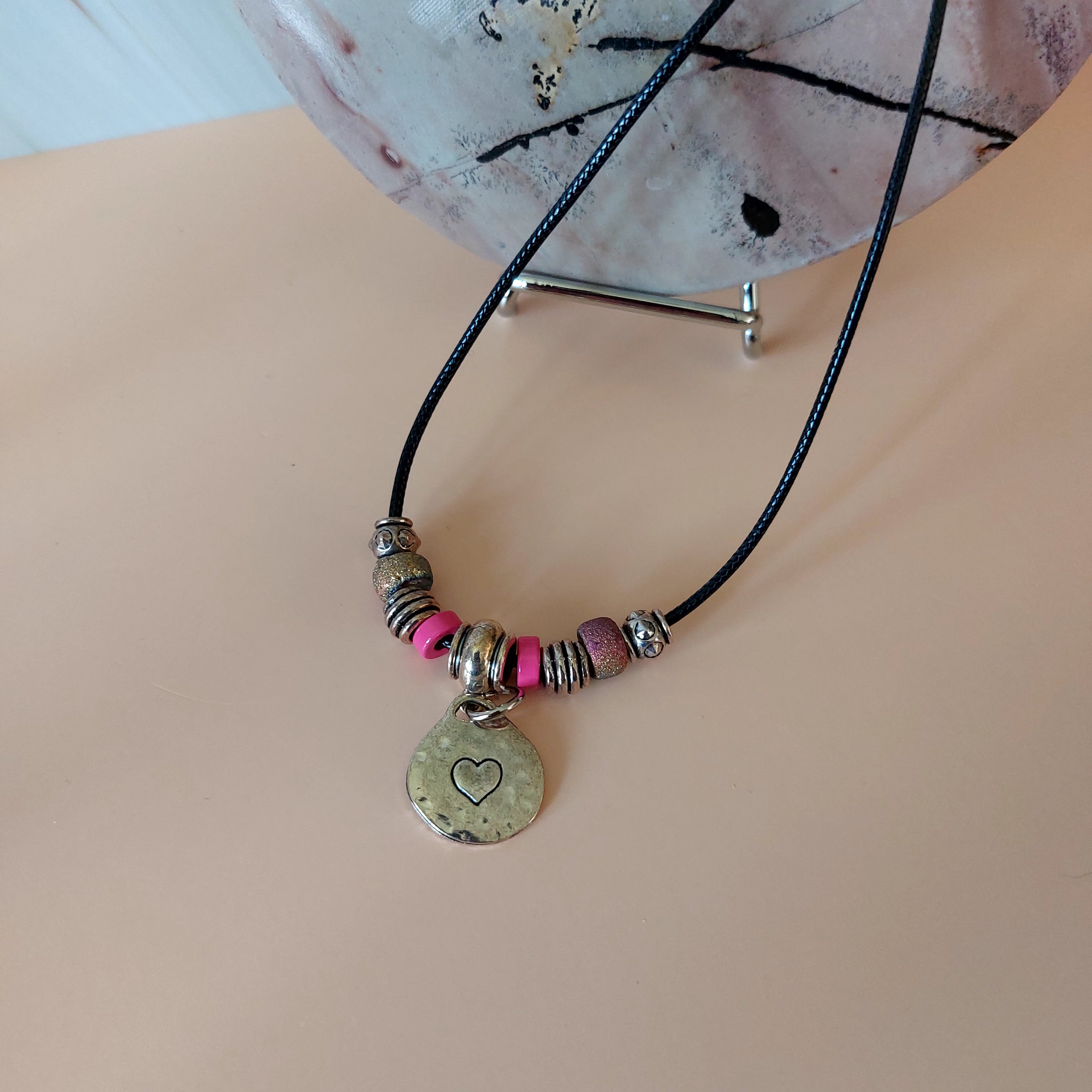 Just Breath Necklace with Pink And Silver Accents