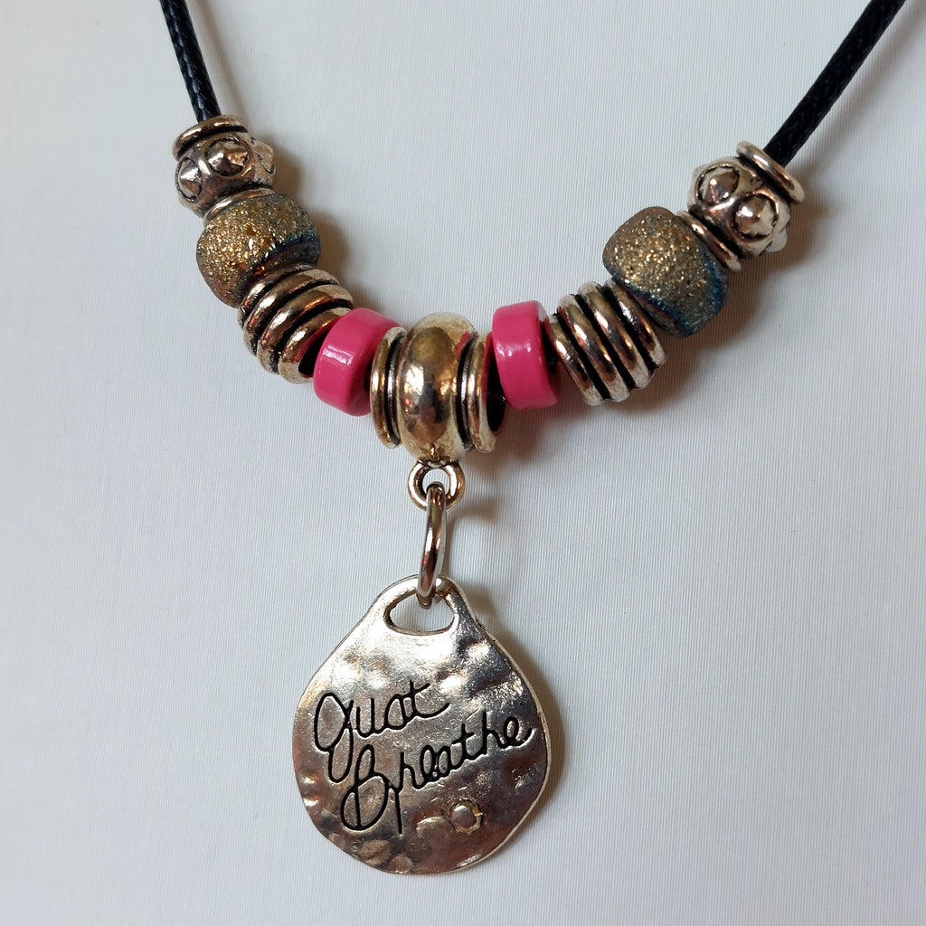 Just Breath Necklace with Pink And Silver Accents
