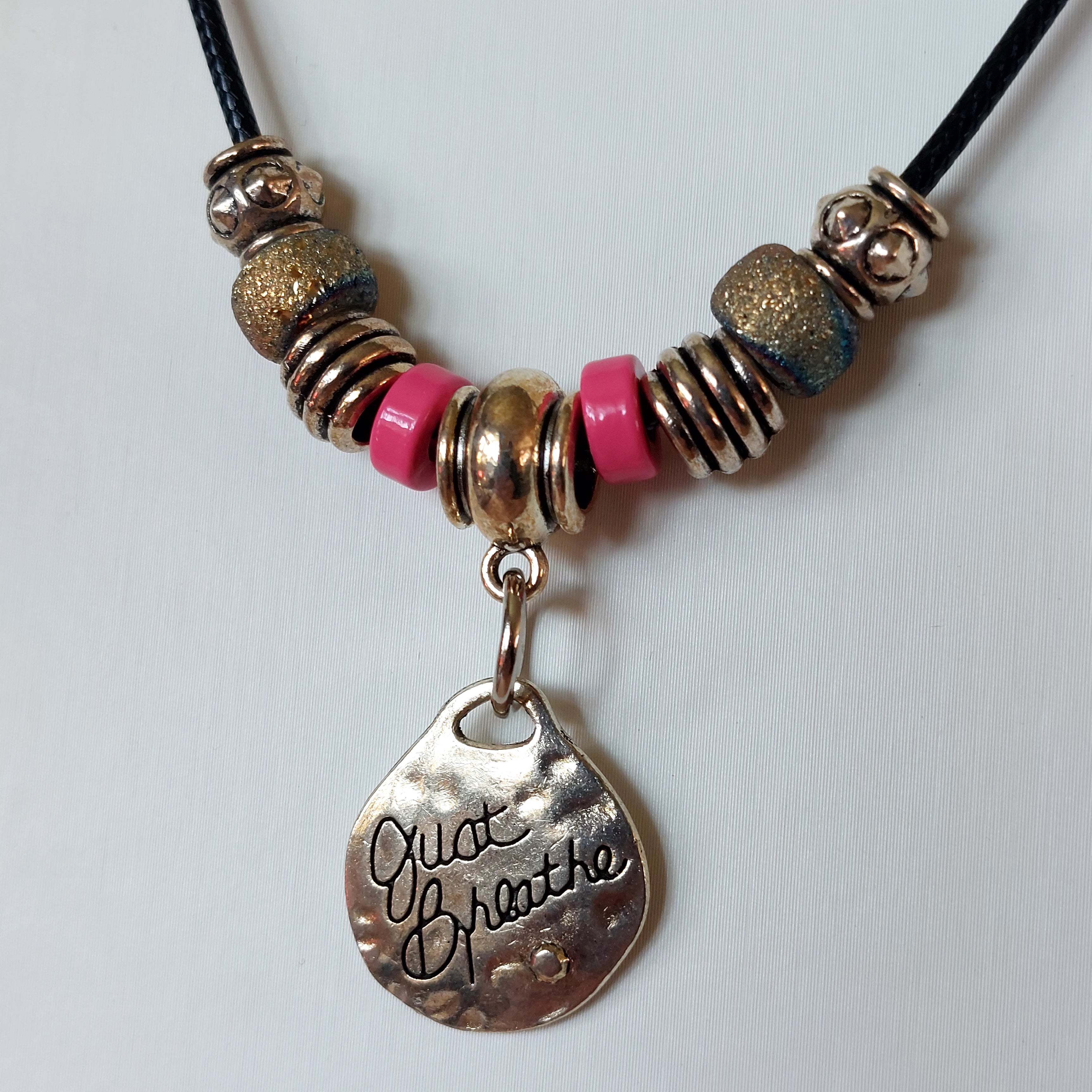 Just Breath Necklace with Pink And Silver Accents