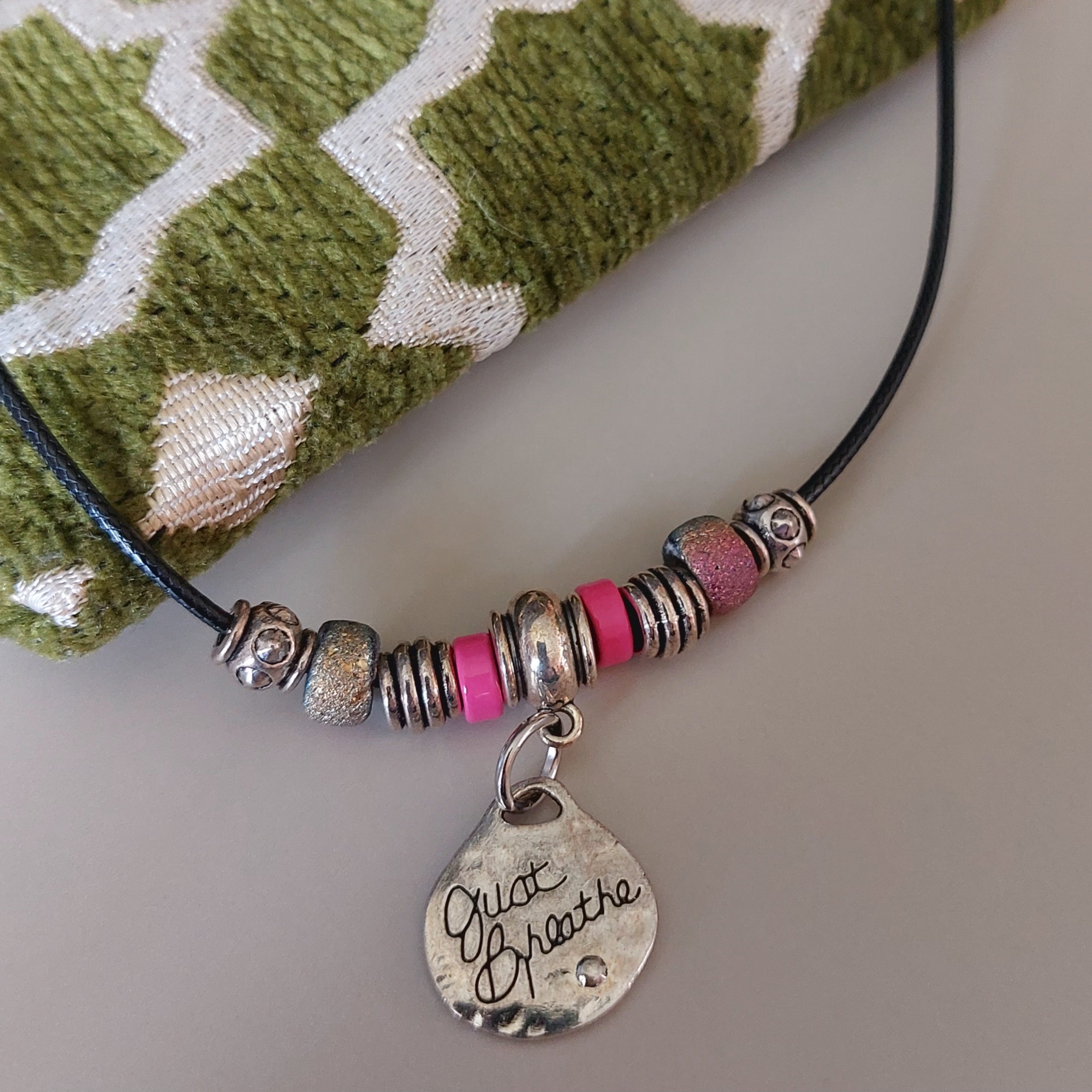 Just Breath Necklace with Pink And Silver Accents
